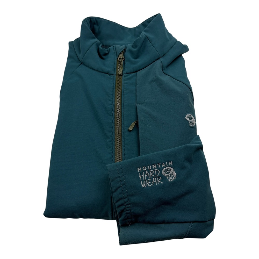 Mountain Hardwear Mens Teal Softshell Fleece Lined Jacket OM8738 Large